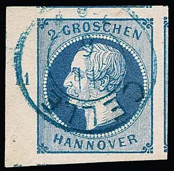 2 Gr. bleu, géant de coupe de luxe avec K2 "Celle", à gauche avec bord de feuille et numéro de rangée "11", tous les autres côtés timbres voisins (!), signé Berger