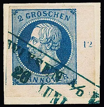2 Gr. bleu foncé, coin inférieur droit de feuille avec marges sur fragment de lettre de cabinet avec Ra2 de Winsen a.d. Luhe