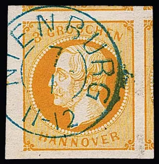3 Gr. orange, géant de coupe de luxe du bord gauche de feuille avec parties de trois timbres voisins, K2 "Nienburg", photo-expertise Berger