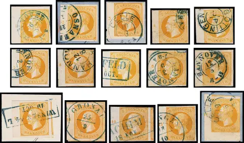 3 Gr. jaune ou orange foncé, bande de bord gauche de feuille surcomplète avec les numéros de rangée "1" à "12" complets, dont "5", "8" et "10" chacun deux positions différentes