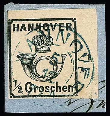 1/2 Gr. noir, coin supérieur droit de feuille impeccable avec numéro de rangée "1" sur fragment de lettre avec K2 complet "Hannover", photo-exp. Jäschke-L.
