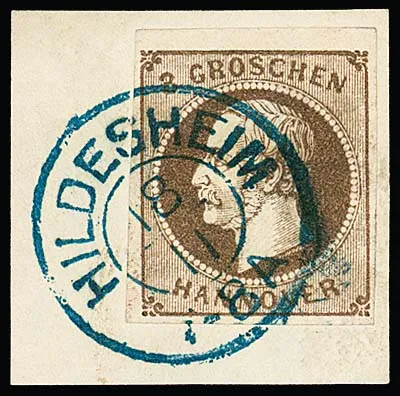 3 Gr. brun noir, nuance rare, pièce de lettre de cabinet avec K2 complet "Hildesheim", certificat Berger. Mi. 500,- +