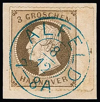3 Gr. ochre brown with right sheet margin (row number "4") on luxury letter piece with K2 "Alfeld" centered, ex Metzer, photo exp. Berger