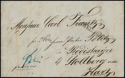 1852, L1 "Helgoland" sur lettre (intérieur aux bords un peu fendu) pour Stolberg/Harz, intérieur avec contenu complet et vue colorée décorative de l'île, comme précurseur de carte postale