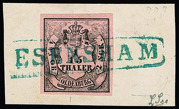 1/15 Th. black/pink, Type I, wide margins, on luxury cover with ideal Ra1 "Esensham", rarely found so beautiful, stamp with small plate flaw on left