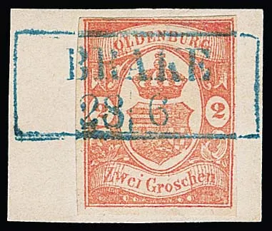 2 Gr. zinnoberrot auf Luxusbriefstück mit geradem Ra2 "Brake", sign. Grobe, Köhler. Mi. 580,- +