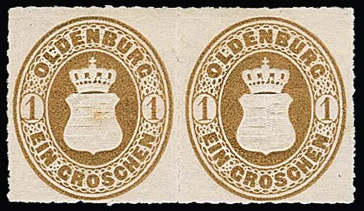 1 Gr. brown, unused proof pair in different color, signed Brettl
