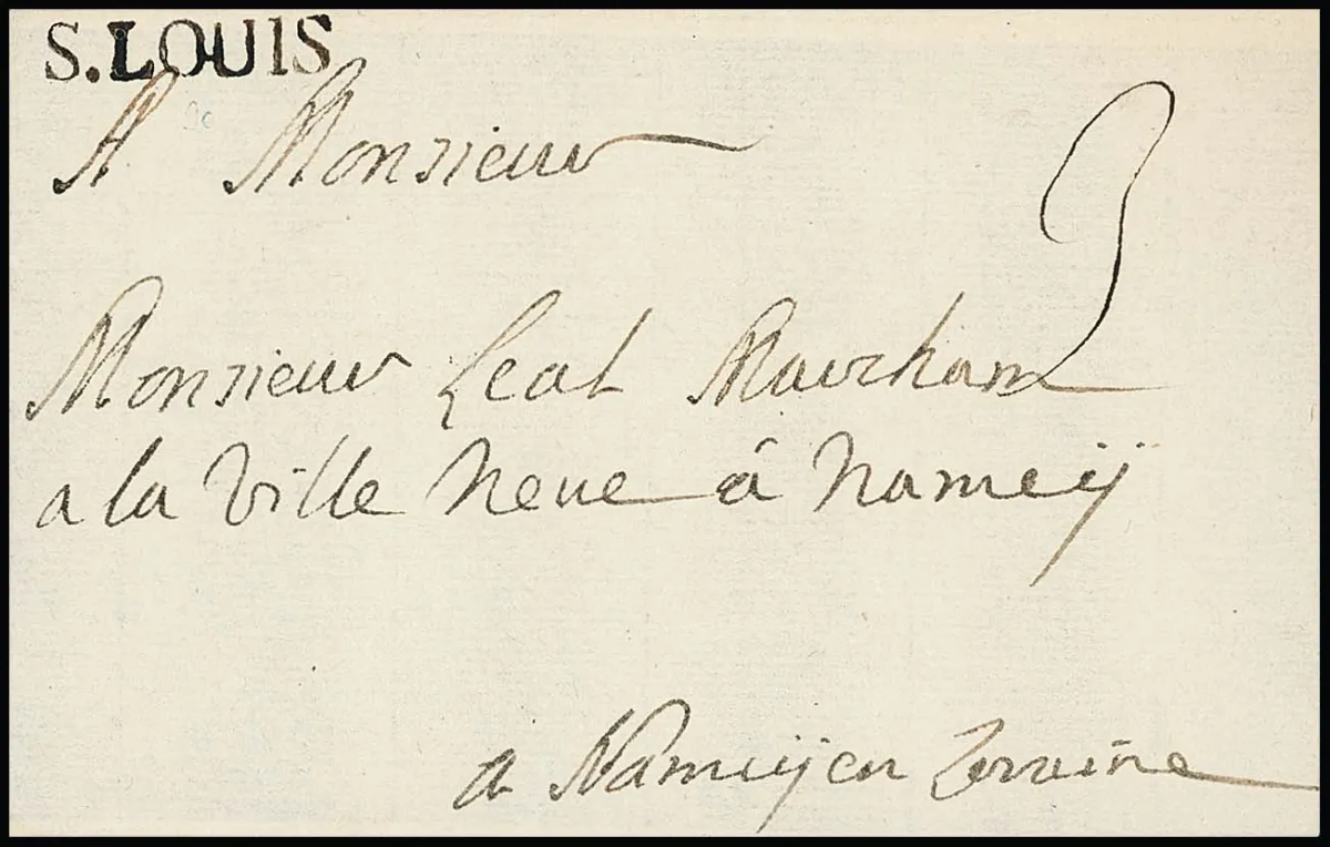 "Saarlouis", 1715, nette empreinte du très rare L1 précoce "S.LOUIS" sur lettre complète avec contenu (commande d'uniformes). Copie de certificat Robineau et expertise Dr. Jahns (la facture est également jointe, coût 447,- euros !)