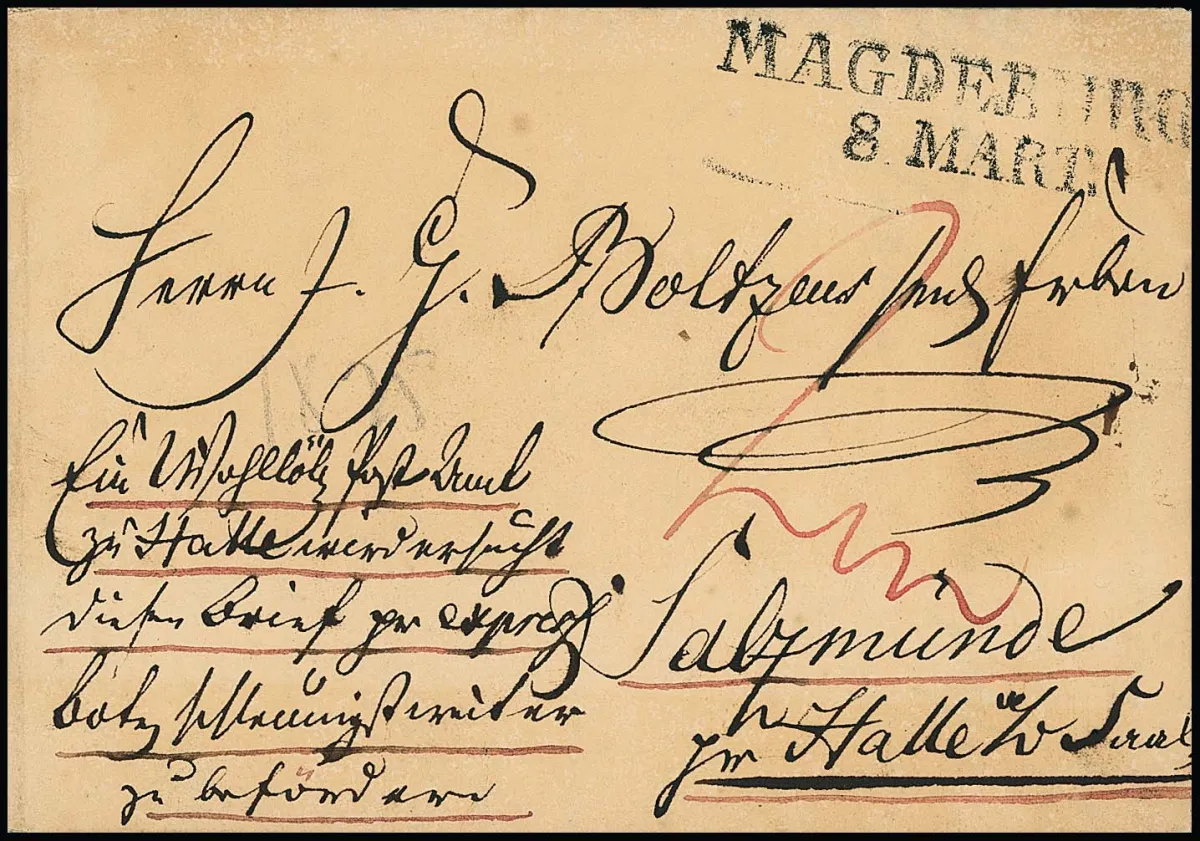 1825, L2 "Magdeburg" na bardzo wczesnym liście ekspresowym do Salzmünde koło Halle/S.