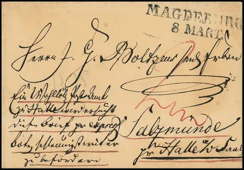 1825, L2 "Magdeburg" sur lettre exprès très précoce pour Salzmünde près de Halle/S.