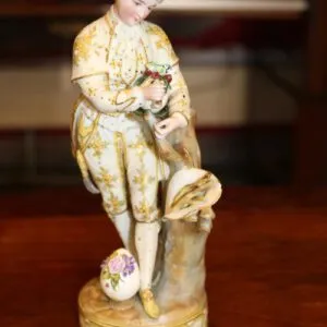 Porzellan Figur Thüringen um 1880, junger Mann, H 22cm