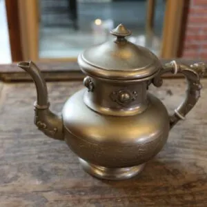 Jugendstil zinken theepot, H 19 cm
