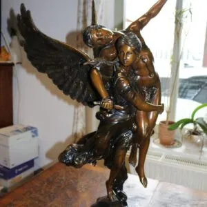 Giant bronze angel, approx. 10 kg, height 90 cm, top condition, signed Fartin