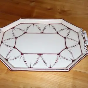 Plateau en porcelaine Art nouveau Thuringe vers 1890, 40 cm x 29 cm