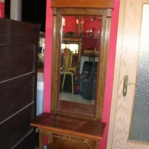 Miroir avec console vers 1900, miroir H 150cm x L 65cm et console L 72cm x P 32cm x H 61cm