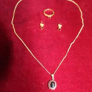 Gold Schmuck-Set 585er Gold,ca. 6,2 Gramm, Kette mit Anhänger, Ring (RG 51) und Ohrringe