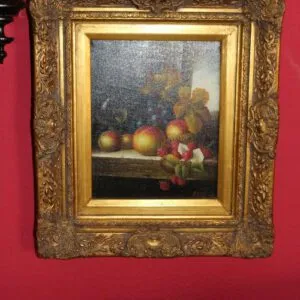 malý olejomalba v zdobném rámu, š 36cm x v 42cm