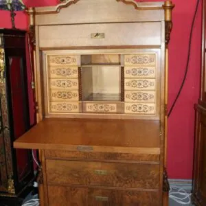 Sekretarzyk około 1860, orzech, szer. 104cm x gł. 55cm x wys. 186cm