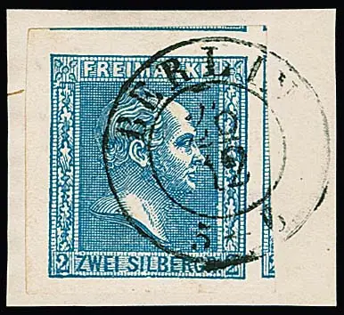 2 Sgr. bleu, exceptionnel géant de coupe, à gauche du bord de feuille, voisins des deux côtés, sur pièce de lettre de luxe avec K2 "Berlin", signé Brettl, Krause, Bolaffi, Drahn