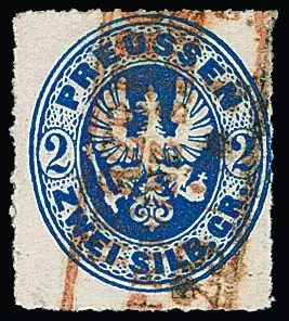 2 Sgr. modrá, kabinetní kus se vzácným znehodnocením červeným (!) Ra2 "Herzberg Provinz Sachsen", signováno Kastaun