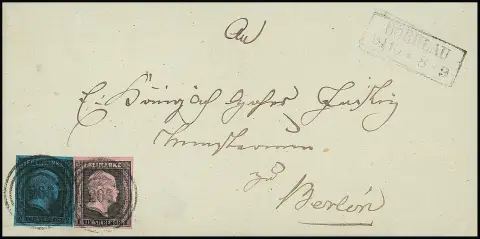 "206" avec Ra2 "Döhlau" clair sur lettre de choix avec 1 et 2 Sgr. à grandes marges pour Berlin, le petit village de Prusse-Orientale n'avait que 571 habitants en 1905, Feuser 800,-, signé Kastaun, 2e distribution (1re distribution Buir)