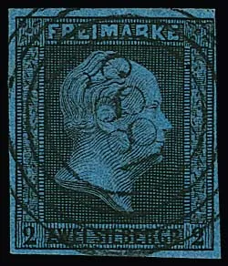 "1885" (Lekno), rare Posen-NS clear and centered on choice item 2 Sgr. black/blue, ex Berkowitz, certificate Jäschke-L.