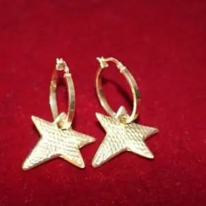 Boucles d'oreilles femme avec étoile or 585, longueur 5cm, env. 6 grammes