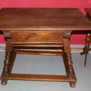 alter Rhöntisch um 1830 mit Schubfach, B 118cm x T 101cm x H 78cm