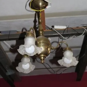Oude plafondlamp rond 1920, messing rond 1920, topstaat