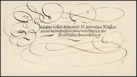 Wien, 1569, dekorativer Kaiser-Schnörkelbrief mit Briefkopf und eigenhändiger Unterschrift von Kaiser Maximilian II.