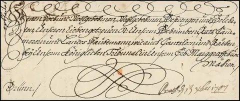 Wien, 1707, dekorativer Kaiser-Schnörkelbrief mit Briefkopf und eigenhändiger Unterschrift von Kaiser Franz Joseph I., rs. großes Papiersiegel