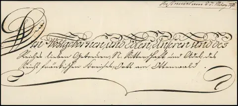 Wien, 1796, dekorativer Kaiserbrief mit Briefkopf und eigenhändiger Unterschrift von Kaiser Franz Joseph Karl, rs. großes Papiersiegel