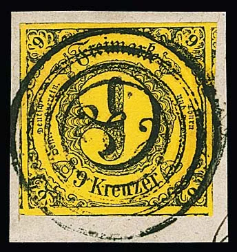 9 Kr. noir/jaune maïs, marges géantes avec parties de timbres voisins sur les quatre côtés sur lettre de luxe avec cachet NS centré "262"