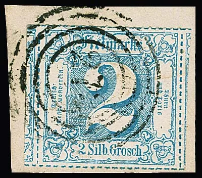 2 Sgr. light blue, exceptional copy on fresh luxury letter piece with NS "273" (Gotha), scissors separation left and right with parts of adjacent stamps, rarely found in this quality! Mi. 700,- +
