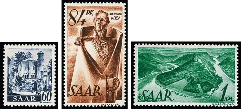 Timbres de franchise, réimpression sans surcharge, série complète non oblitérée en parfait état. Édition rare, signée et attestation Hoffmann. Mi. 7000,-