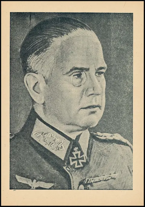Sowjetrussische Fälschungen für Deutschland, Kriegspropaganda-Fälschungskarte "Weißt Du, wer das ist?", mit Abbildung des Generalfeldmarschalls von Reichenau,…