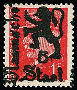 Forgeries by French resistance organizations for German-occupied France, 1942, 5 Pf. on 1 Fr. brownish red, overprint type (thick "5"), flawless example with perfect perforation and centering. An extremely rare issue, of which only very few examples are known, signed Mayer, photo certificate Pieles. Mi. "-.-"