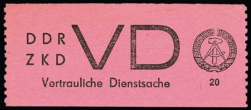 Service, affaires de service confidentielles du ZKD, 20 Pfg. noir/lilas clair rose "VD", impeccable neuf sans charnière, signé Wittmann et certificat Weigelt, un timbre rare ! Mi. 2800,-