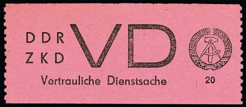 Dienst, Vertrauliche Dienstsachen des ZKD, 20 Pfg. schw./helllilarosa "VD", tadellos postfrisch, sign. Wittmann und Attest Weigelt, eine seltene Marke! Mi.…