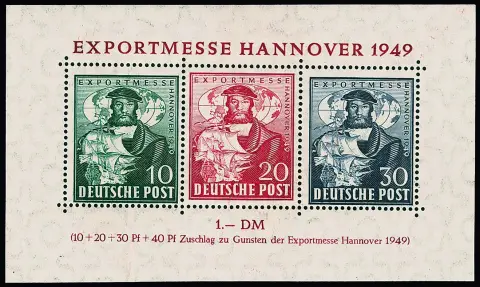 Exportmesse-Block in der seltensten Farbe tadellos postfrisch, Attest D. Schlegel (2025). Mi. 3400,-