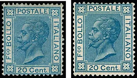 20 C. blau und hellblau jeweils postfrisch, in dieser Erhaltung selten. Mi. für Falz 1850,- ++, Atteste Dr. Chiavarello