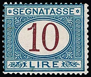 Postage stamp 10 L. blue/brown flawless mint never hinged, a rare stamp, Mi. for hinge 8000,-