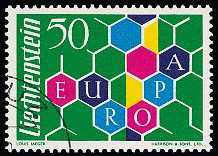 Европа 1960, тип II (переиздание), безупречный экземпляр с чистым штемпелем "Vaduz". Эта марка уже в состоянии без следов наклейки трудно находима,…