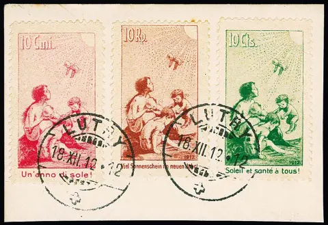 Précurseur Pro Juventute 1912 complet sur fragment oblitéré proprement, édition rare oblitérée ! Certificats Renggli et Liniger. Mi. 6100,-