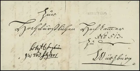 "Adelsheim", 1801, le rare premier L1, et 1806 L1 "ADELSHEIM R.2", sur deux lettres, Feuser 15-1 (500,-) et -2