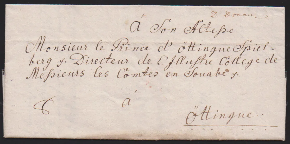 "Donaueschingen", 1771, hs. Aufgabe "D' Donaue.", ferner (1795) hs. Aufgabe "De Donaueschingen" (2) sowie 1804 und 1806 der erste L1 "DE DONAUESHINGES" (vor…