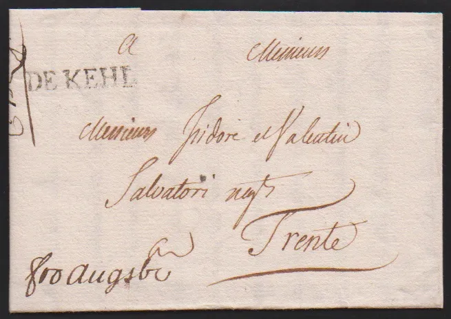 "Kehl", the first two L1 "DE KEHL", small type 1768, and large type (1785), on two letters