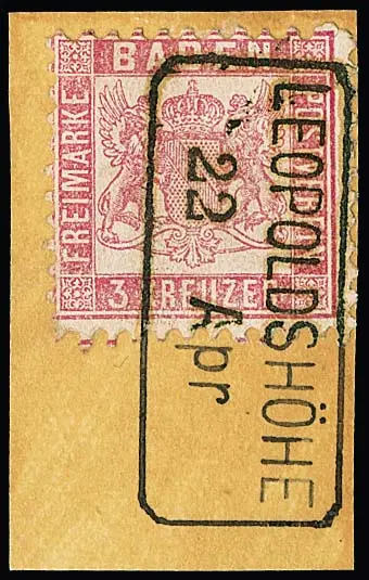 "Leopoldshöhe", Billet-Ra2 voll und klar auf Kabinettbriefstück 3 Kr. rosa, dazu weiteres Briefstück 3 Kr. mit Postablage-Ovalstempel "Basel…