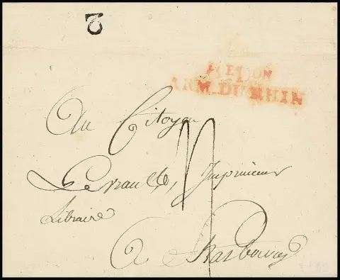 "Mannheim", 1808, französ. Armeepostbrief mit rotem L2 "8e. Div. Arm. du Rhin" nach Straßburg