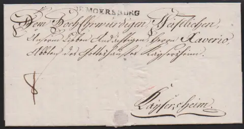 "Meersburg", 1801, Brief mit L1 "DE MOERSBURG", innen dekorativer Briefbogen und eigenhändige Unterschrift von Carl Theodor Bischof von Constanz und Fürst von…